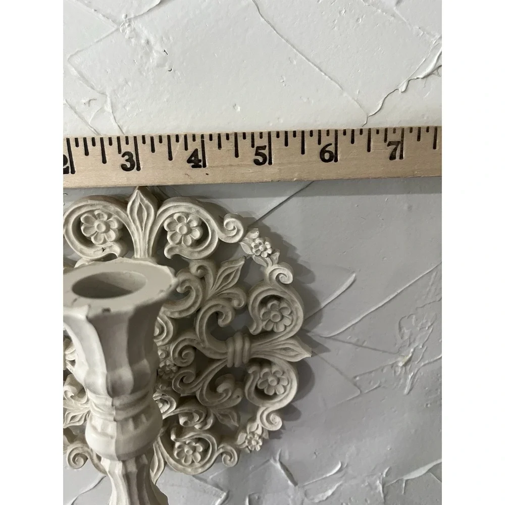 Homco  70's Wall Sconces Pair & Mirror Candleholders Chalk White MCM Boho
